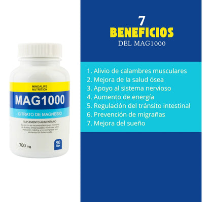 Mag1000™ - Capsulas de Citrato de Magnesio de Alta Absorción